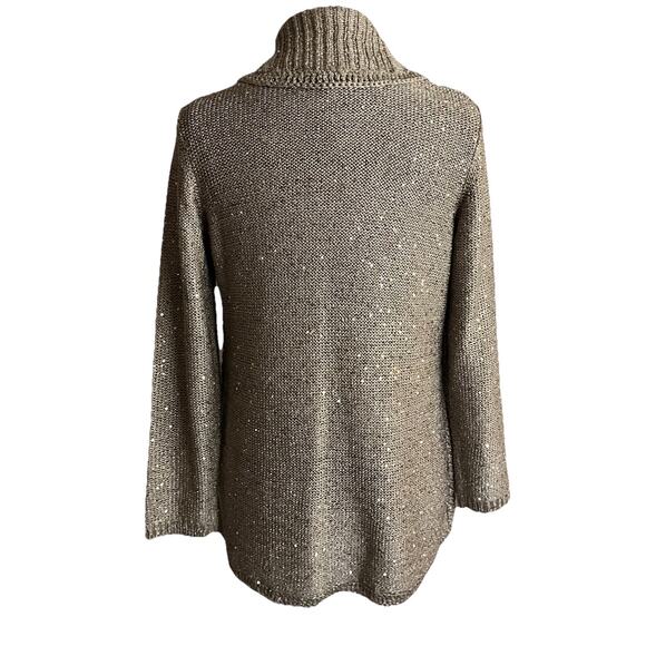 Womens Chicos Special Occasion Cardigan Sweater Tank Top Sequins Taupe Sz 1 - Picture 2 of 16